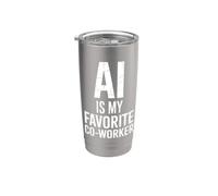 AI es mi compañero de trabajo favorito - Cita divertida de trabajo tecnológico Vaso térmico de acero inoxidable de doble pared