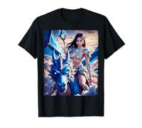 Ai Fantasy Art - AI Girl Sexy Hechicera Montando un Dragón Camiseta