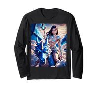 Ai Fantasy Art - AI Girl Sexy Hechicera Montando un Dragón Manga Larga