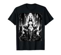 Ai Fantasy Art - Camisa de arte de fantasía AI Girl "Hechicera" B&W Camiseta
