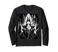 Ai Fantasy Art - Camisa de arte de fantasía AI Girl "Hechicera" B&W Manga Larga