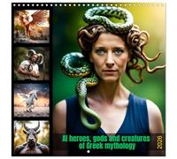 AI heroes, gods and creatures of Greek mythology (Wall Calendar 2026 12" x 24" / 30 x 60 cm (abierto) CALVENDO 12 Month Wall Calendar