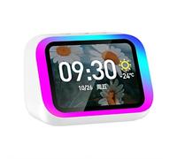 Ai - Reloj despertador inteligente con altavoz inalámbrico Bluetooth 5.4 y luz RGB dinámica, sonido estéreo de alta fidelidad, pantalla grande HD, visualización de tiempo y clima, llamadas manos