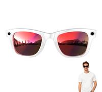 AI Smart Glasses, 800W Camera Glasses, 1080P Video Smart Glases with Camera and Bluetooth, AI Glasse for Calls & Musi,UV Protection,Anti-Blue Light Glasse Everyday Wear (White frame with red lenses)