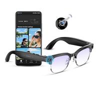 AI Smart Glasses - Cámara anti-shake 8MP, 290mAh, llamada BT, 4K HD (grabación de video + micrófono dual), IP66, interpretación simultánea/identificación de objetos GPT (lentes anti-luz azul)