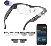 AI Smart Glasses, gafas cámara con cámara HD de 8 MP y vídeo de 1200p, con grabación de vídeo, reproducción de música, micrófono dual, traducción simultánea/identificación de objetos GPT para viajes