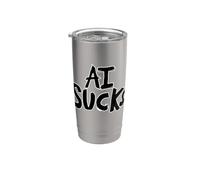 AI SUCKS anti-ai no más inteligencia artificial Vaso térmico de acero inoxidable de doble pared