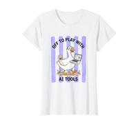 AI Tools GPT modela Las Rayas tontas Camiseta gráfica económica, Mujer, Blanco, S
