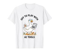 AI Tools GPT Modelos Tonto Divertido Ganso Camiseta gráfica económica, Hombre, Blanco, L