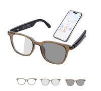 AI Traductor Smart - Gafas de traducción bilingüe en tiempo real, gafas de interpretación simultánea con lentes fotocromáticas, marco marrón, más de 160 idiomas, diseño ligero para viajes y negocios