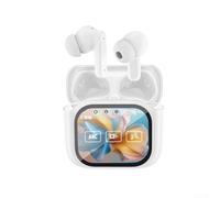 AI Translation Auriculares inalámbricos, Auriculares deportivos impermeables Conectividad BT 6.0 con pantalla LCD Comunicación multilingüe en tiempo real (blanco)