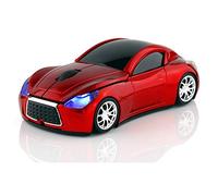 Ai5G Race Car Mouse Wireless Sports Car Shaped Mouse 2.4GHz LED Light Shining Surface Decoration Desktop Laptop Computer Mouse Optical Mice (Red)