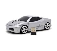 Ai5G Ratón inalámbrico deportivo para coche, USB, óptico, 2,4 GHz, con faro, 1600 DPI, para PC, portátil, Mac (plateado)