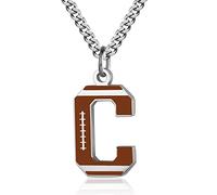 AIAINAGI Collar con letra inicial de fútbol A-Z para hombre, colgante de acero inoxidable, cadena de plata de 22 pulgadas, regalo personalizado de fútbol para hombres, Acero inoxidable, No es una