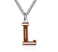 AIAINAGI Collar con letra inicial de fútbol A-Z para hombre, colgante de acero inoxidable, cadena de plata de 22 pulgadas, regalo personalizado de fútbol para hombres, Acero inoxidable, No es una