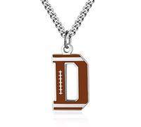AIAINAGI Collar con letra inicial de fútbol A-Z para hombre, colgante de acero inoxidable, cadena de plata de 22 pulgadas, regalo personalizado de fútbol para hombres, Acero inoxidable, No es una