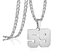 AIAINAGI Collar de números para hombre, de acero inoxidable, con dije de número de atletas, joyería deportiva personalizada para hombre, baloncesto, béisbol, fútbol, Acero inoxidable, No es una piedra