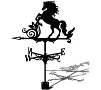 AIAMEWYT Veleta de Metal para jardín, decoración de Granja, Veleta de Hierro con Caballo al Galope y Adorno de Caballo Negro, indicador de dirección del Viento.
