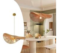 AIAO Lámpara Colgante De Ratán Tejido A Mano, Vintage E27 Bohemia Cuerda De Cáñamo Lámpara De Techo Trenzada De Estilo Granja For Isla De Cocina Salón Comedor Café Bar(40cm)