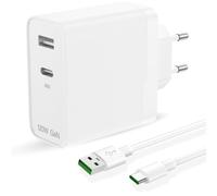 AIAUXAI 120W Cargador para OPPO, 2 Puertos, Cable USB C 1M para Super-Vooc