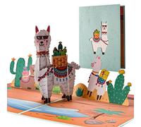 AIBAOABO Tarjeta Pop-up, Diseño de Llamas con Cactus y Alpaca, Tarjeta de Cumpleaños Regalo para Familiares, Ella, Mamá, Dama, Amante, El, Cumpleaños, Aniversario y San Valentín con sobre