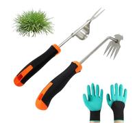 AIBAOBAO 2 Pieza Extractor de Malas Hierbas Manual, 35 cm Herramienta para Quitar Malas Hierbas Jardin, Desherbador Manual Acero Inoxidable, Herramienta de Deshierbe para EXCAVAR, Aflojar, Desarraigo