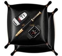 AIBAOBAO 2 Piezas Bandejas Vaciabolsillos 25 x 25 cm, Vaciabolsillos Recibidor Cuero, Bandeja para Llaves Entrada, Vacia Bolsillos Piel Decorativas para Monedas, Billetera, Joyas, Llaves, Relojes