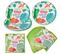 AIBAOBAO 30 unidades de decoración de cumpleaños de dinosaurio, 20 servilletas y 10 platos de papel, juego de vajilla, decoración de fiesta con plato de dinosaurio, servilletas, Funny Gift, Babyshower