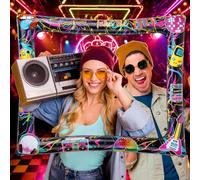 AIBAOBAO Cabina de Fotos Inflable de Fiesta Retro de los Años 80 Años 90, Marcos de Fotos para Volver al Pasado, Accesorios para Cabina de Fotos para Fiesta de Cumpleaños, 75 * 65cm