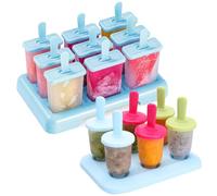 AIBAOBAO Moldes para Helados, 15 Pcs Molde para Paletas Heladas Sin Bpa, Moldes para Polos Reutilizable, Popsicle Mold con Palos Plástico y Protectores contra Goteo para DIY Paletas y Helados Caseros