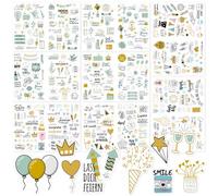 AIBAOBAO Pegatinas Cumpleaños, 395 Pcs / 8 Hojas Stickers Impermeables, Pegatina para Decoracion Album de Fotos Regalos Bolsas Tarjeta Felicitacion Libro De Firmas Cumpleaños Bullet Journal Agenda