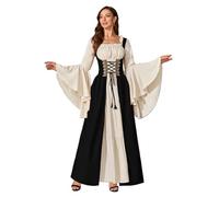 Aibaowedding Vestido medieval para mujer, disfraz renacentista, vestido de fiesta medieval, para fiestas medievales, cosplay, representaciones teatrales y carnaval (negro, M)