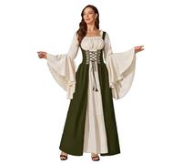 Aibaowedding Vestido medieval para mujer, disfraz renacentista, vestido de fiesta medieval, para fiestas medievales, cosplay, representaciones teatrales y carnaval (verde oliva, XXL)