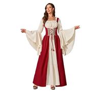 Aibaowedding Vestido medieval para mujer, disfraz renacentista, vestido de fiesta medieval, para fiestas medievales, cosplay, representaciones teatrales y carnaval (rojo vino, XXL)