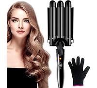 Aibeau Rizador de pelo pequeño de 9 mm, turmalina, cerámica para pelo largo y corto, con temperatura ajustable, pantalla LCD