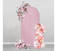 AIBIIN 100 x 210 cm fondo en forma de arco rosa de 2 lados Adecuado para fondo de soporte para boda, cumpleaños, baby shower, fiesta familiar