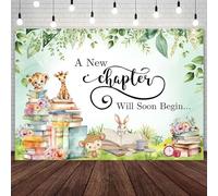 AIBIIN 2.1 x 1.5 m A New Chapter Will Soon Begin telón de fondo The Beginning of a New Chapter Photography Background Storybook Baby Shower Away Farewell House Warming Party Decor Banner Photo Props