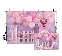 AIBIIN 2,1 x 1,5 m Bohemia Tema Fondo Niña 1er Cumpleaños Celebración Rosa Globo Flor Blanco Mariposa Tienda Fotografía Fondo Boho Estilo Infantil Showr Pastel Mesa Decoración Banner