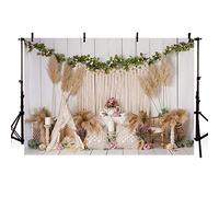 AIBIIN 2,1 x 1,5 m Boho Tema Niña Fondo de Cumpleaños Tienda de Flores Rosa para Niños Pancartas de Fiesta Pampas Hierba Boho Estilo