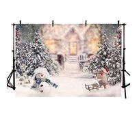 AIBIIN 2,1x1,5 m Invierno Navidad telón de Fondo muñeco de Nieve Copos de Nieve Regalos de árbol de Navidad Fondo Blanco para fotografía bebé Ducha Familia Retrato Fiesta decoración Foto