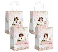 AIBIIN 24 bolsas de regalo de Comunión Mi Primera con asas para niñas, diseño floral rosa para primera comunión, bautizo, regalos de fiesta, Dios bendiga, bautizo, golosinas, dulces, suministros de