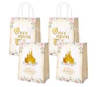 AIBIIN 24 bolsas de regalo de fiesta Once Upon a Time, bolsas de regalo de cumpleaños de princesa de cuento de hadas con asas, bolsas de dulces para niñas, suministros de fiesta de cumpleaños para