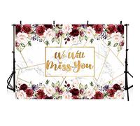 AIBIIN 7 x 5 pies We Will Miss You telón de fondo rosa borgoña flores fotografía fondo despedida aniversario jubilación graduación decoraciones suministros de fotos accesorios