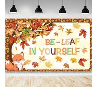 AIBIIN Be Leaf in Yourself - Fondo de fotografía de otoño para regreso a clases, árbol de arce, decoraciones inspiradoras para el aula y el hogar, 70.8 x 43.3 pulgadas