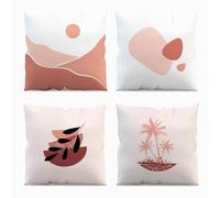 AIBIIN Bohemian Throw Pillow Covers 45 x 45 cm Set de 4 Fundas de Cojín Boho Abstracto Minimalista Funda de Cojín Hojas Árbol para Sofá Sofá Sala y Exterior Decoración del Hogar