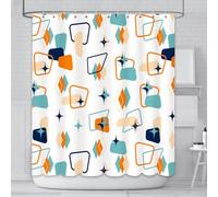 AIBIIN Cortina de ducha retro abstracta geométrica espacial clásica de los años 50 y 1960, patrón icónico moderno, decoración del hogar, material de poliéster impermeable duradero con 12 ganchos, 180