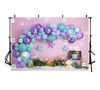 AIBIIN Fondo de 7 x 5 pies bajo el océano Marino Morado y Azul Globo Estrella de mar Burbuja Algas Marinas Fiesta Banner Coral Flor niños Baby Shower Pastel decoración Mesa Fondo fotografía sesión