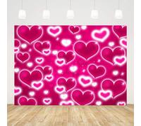 AIBIIN Fondo de corazón rosa intenso de 7 x 5 pies, para el día de San Valentín, principios de los años 2000, fondo de fotografía de corazón de los años 2000, corazones de amor Y2K, día de San
