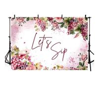 AIBIIN Fondo de fiesta de vino Let's Sip de 7 x 5 pies, color morado pastel, uvas florales, cata de vino, fondo de fotografía, decoración de fiesta de cumpleaños, decoración fina como vino, despedida