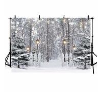 AIBIIN Fondo de fotografía de bosque nevado de invierno de 8 x 6 pies, telón de fondo de árbol de pino, telón de fondo de Navidad, fiesta de niños, decoración de retrato, pancarta de estudio